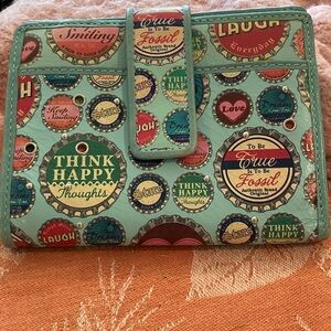 Fossil Colorful bottle cap wallet and passport holder